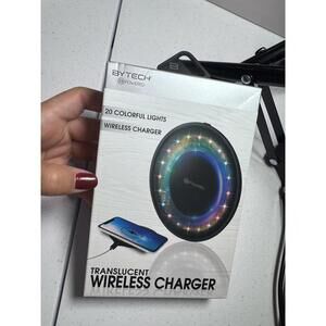 Bytech Translucent Wireless Charger with 20 Colorful Lights